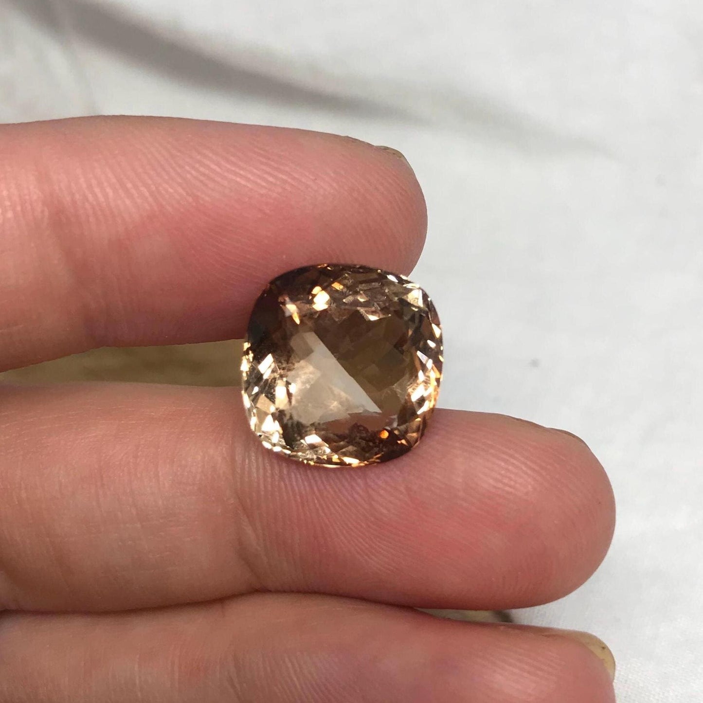 11.76 carat Brown Topaz, 13.5x13.3mm Cushion Cut Faceted Gemstone, Large Stone Loose Smokey Topaz