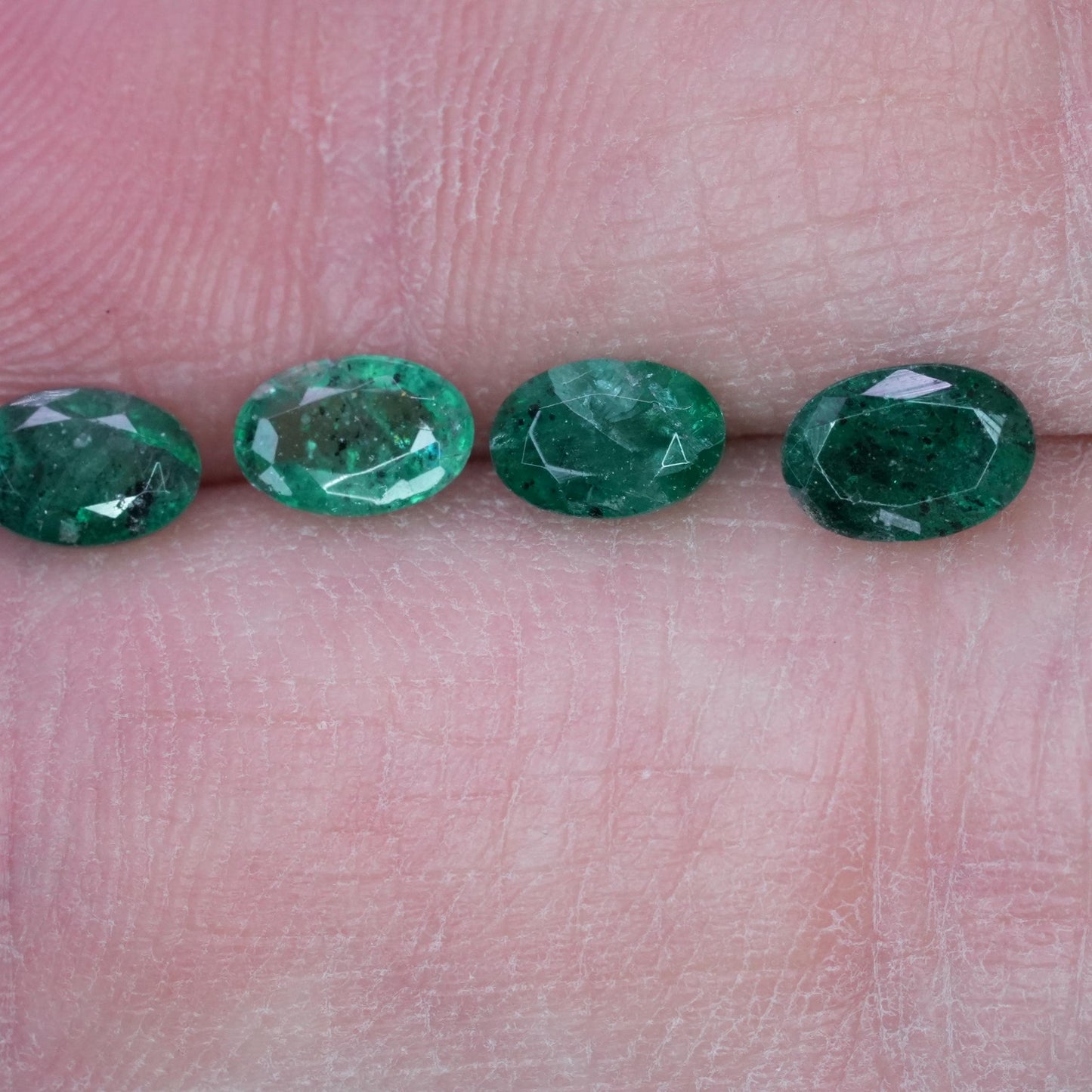 ONE- 6x4mm Emerald with Black Crystal Inclusions, Oval Cut