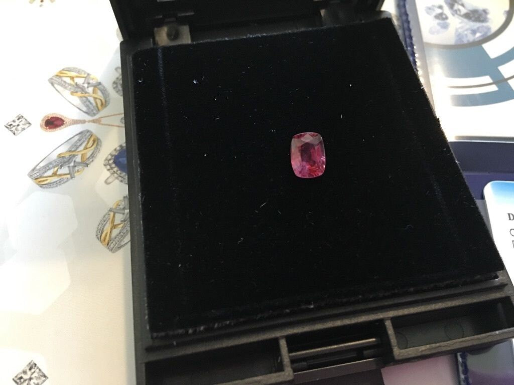 1.50 carats Purple Red Sapphire Certified cushion cut faceted gemstone loose 5.73x7.53 Heated gemstone
