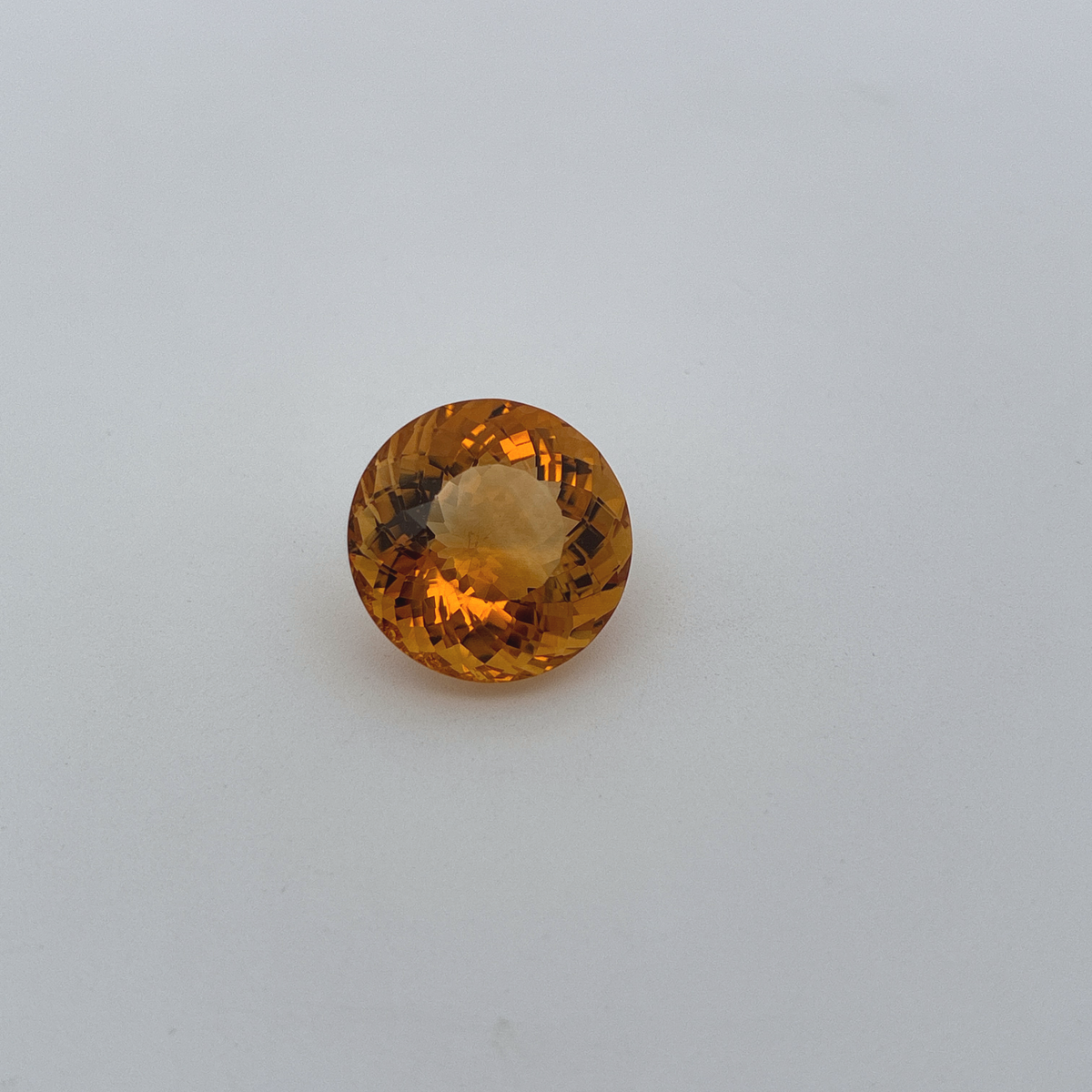 15mm Round Faceted Citrine 12 carat Golden Orange Gemstone