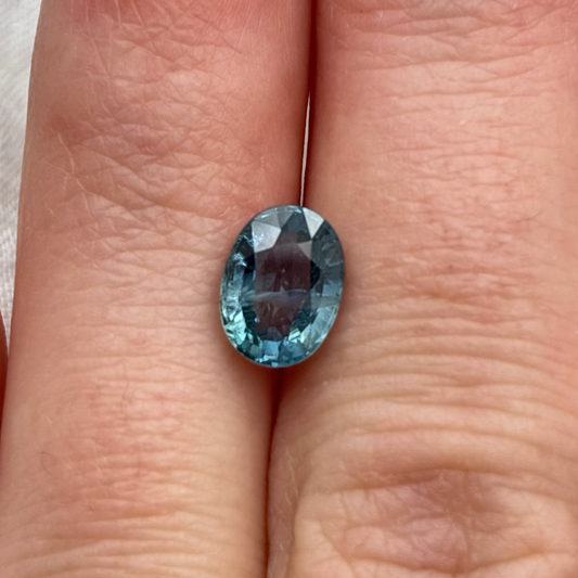 1.77 Oval Cut Steel Blue Sapphire, 8x6mm Loose Gemstone
