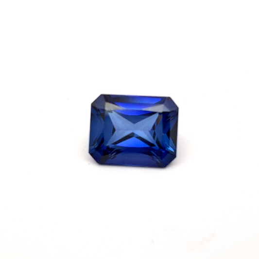 10x8mm Lab Created Blue Sapphire, 3.68 carat Mixed Emerald cut