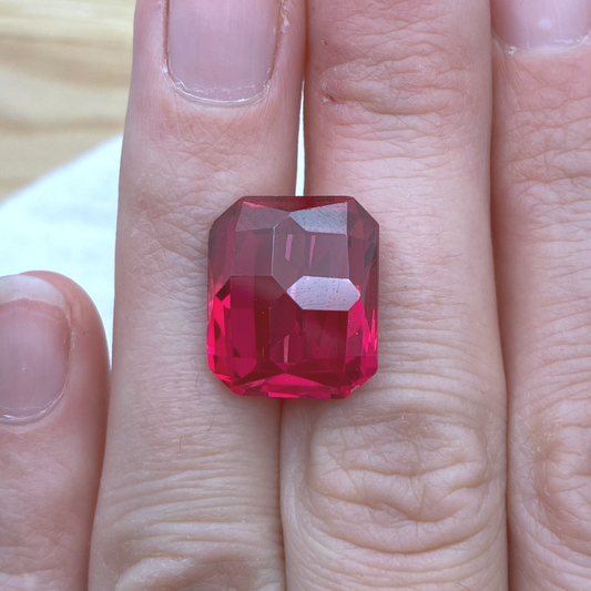 15x13mm Lab Created Red Ruby, 16 carat Recycled Gemstone