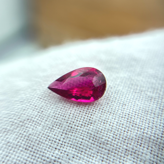0.63ct Hot Pink Tourmaline, 7.8x4.7mm Pear cut Natural Loose Gemstone