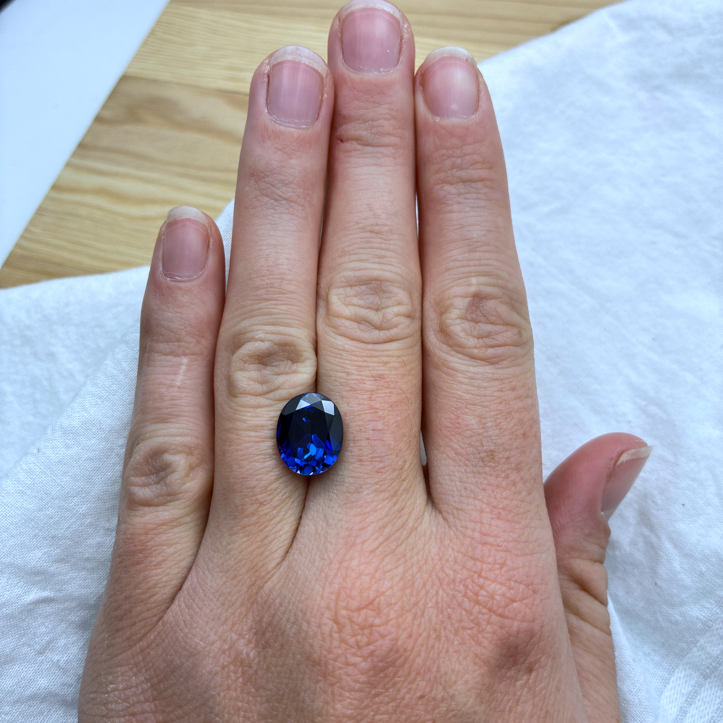 12x10mm Oval Cut Blue Lab Sapphire, 6.69 ct Loose Recycled Gemstone