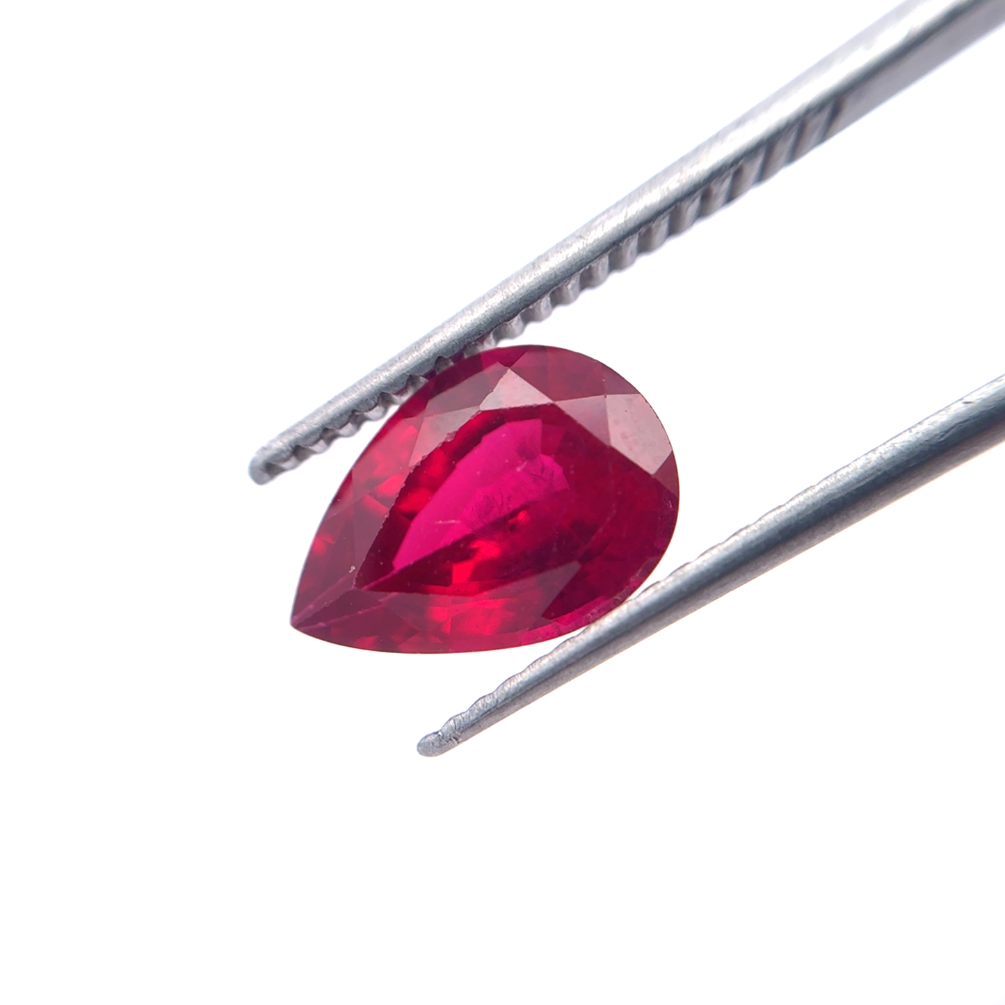 GIA 10x7mm Flux Lab Grown Ruby Pear Cut 2.45 carat