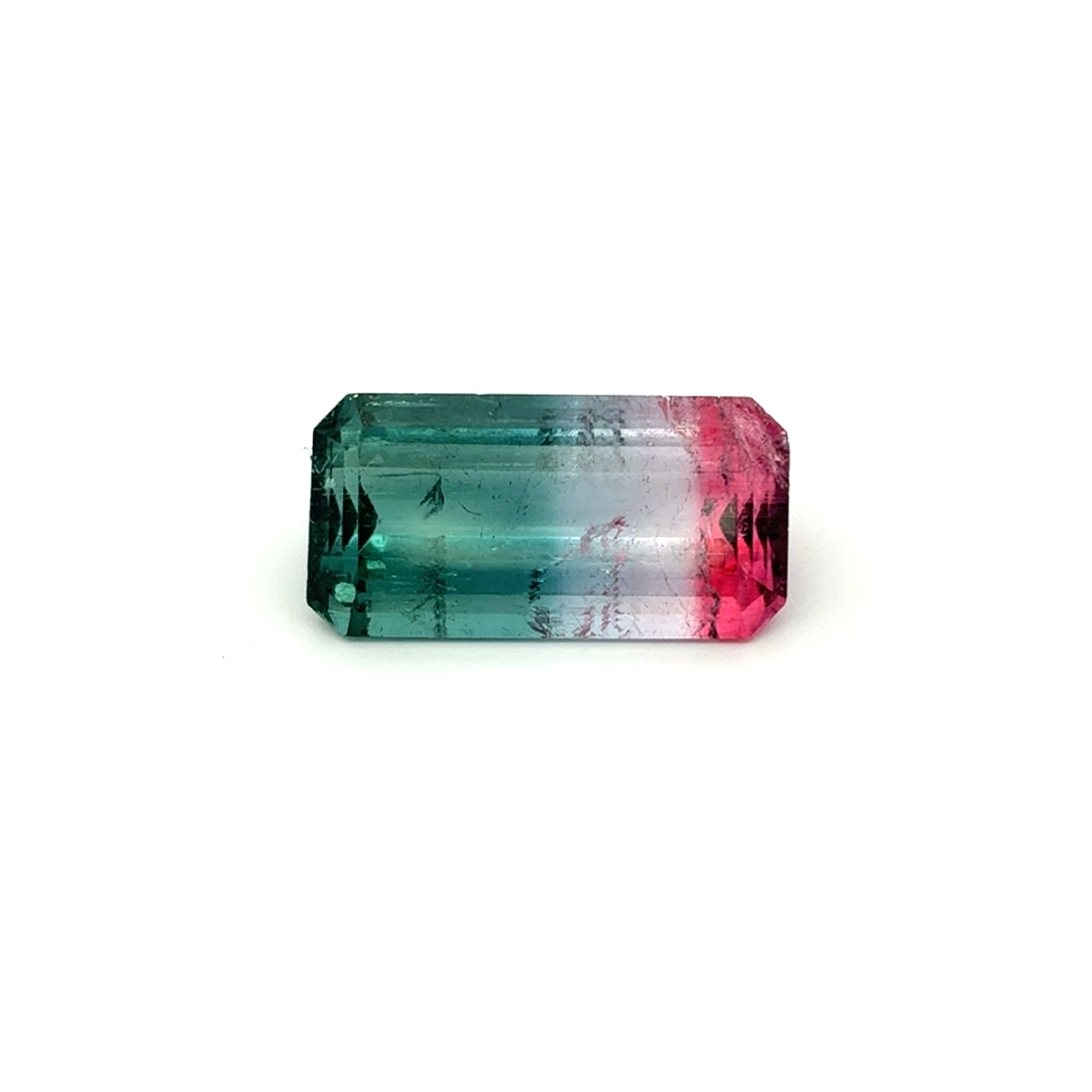 17 carat Watermelon Tourmaline 22.6x11.6mm Emerald Cut Tri Color Tourmaline