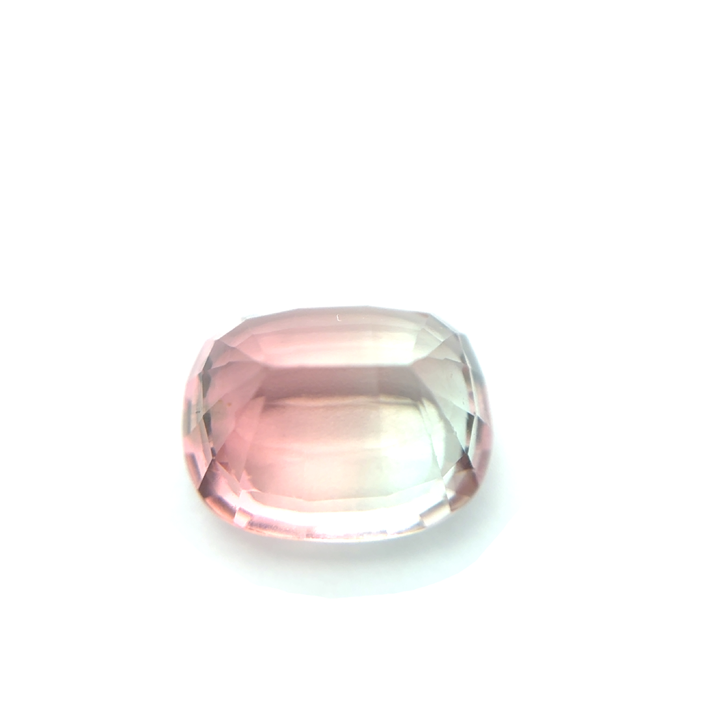 3.77 carat Bi-Color Tourmaline, Pink and white 10.3x8.3mm Cushion cut