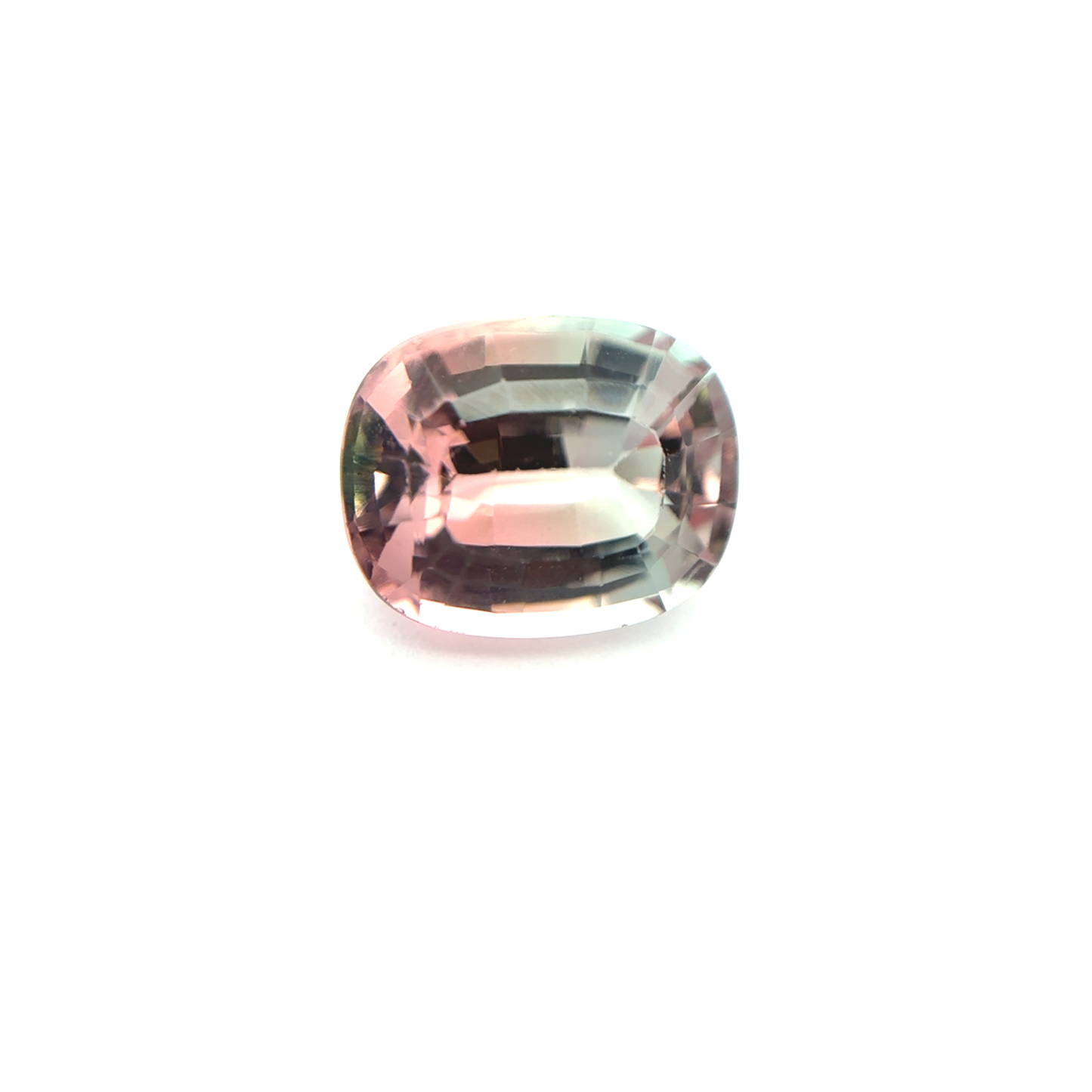 3.77 carat Bi-Color Tourmaline, Pink and white 10.3x8.3mm Cushion cut