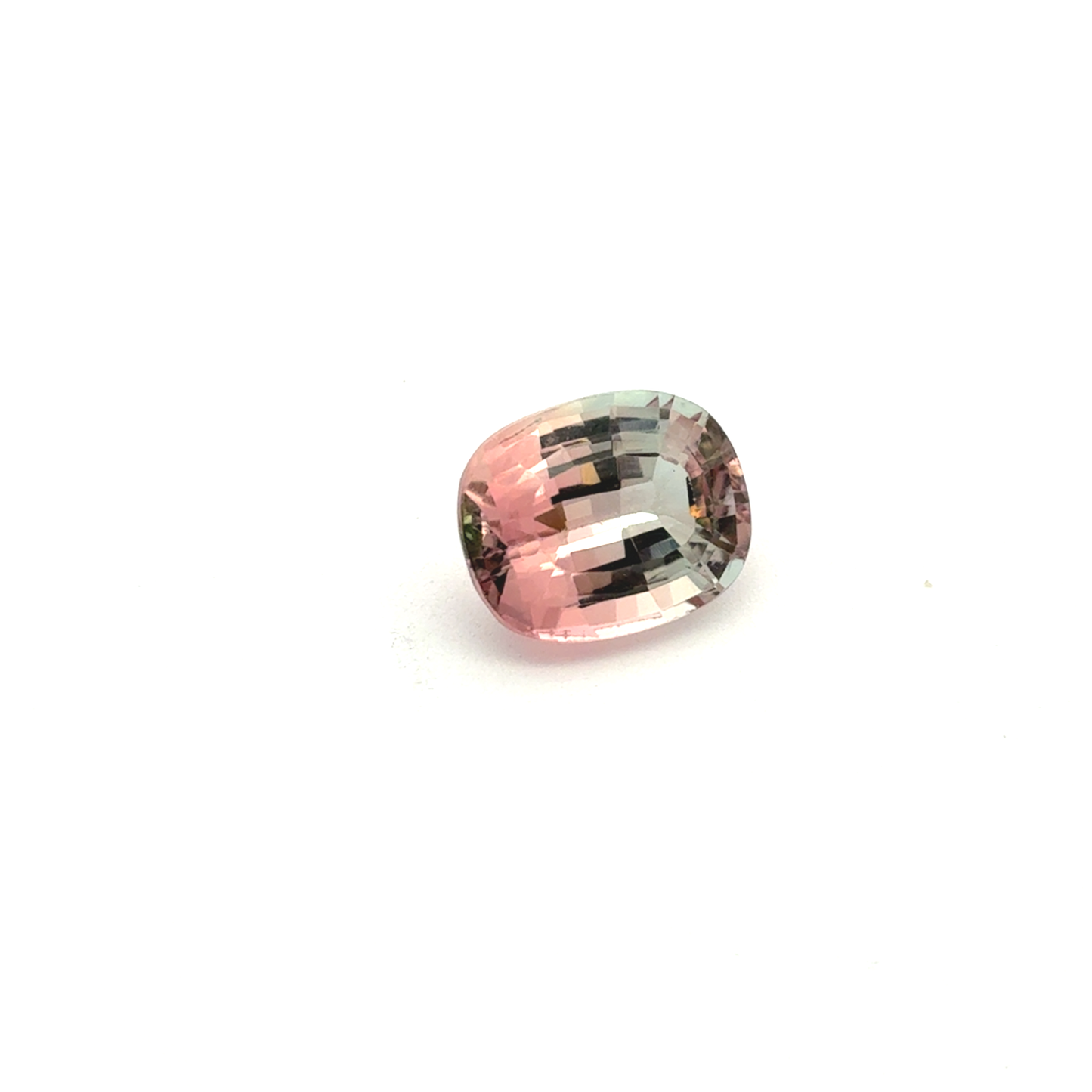 3.77 carat Bi-Color Tourmaline, Pink and white 10.3x8.3mm Cushion cut
