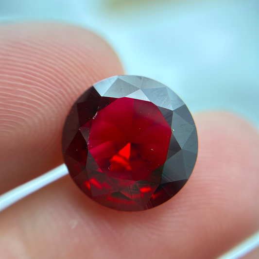 12mm Round Lab Created Deep Red Ruby, 6.78 carat