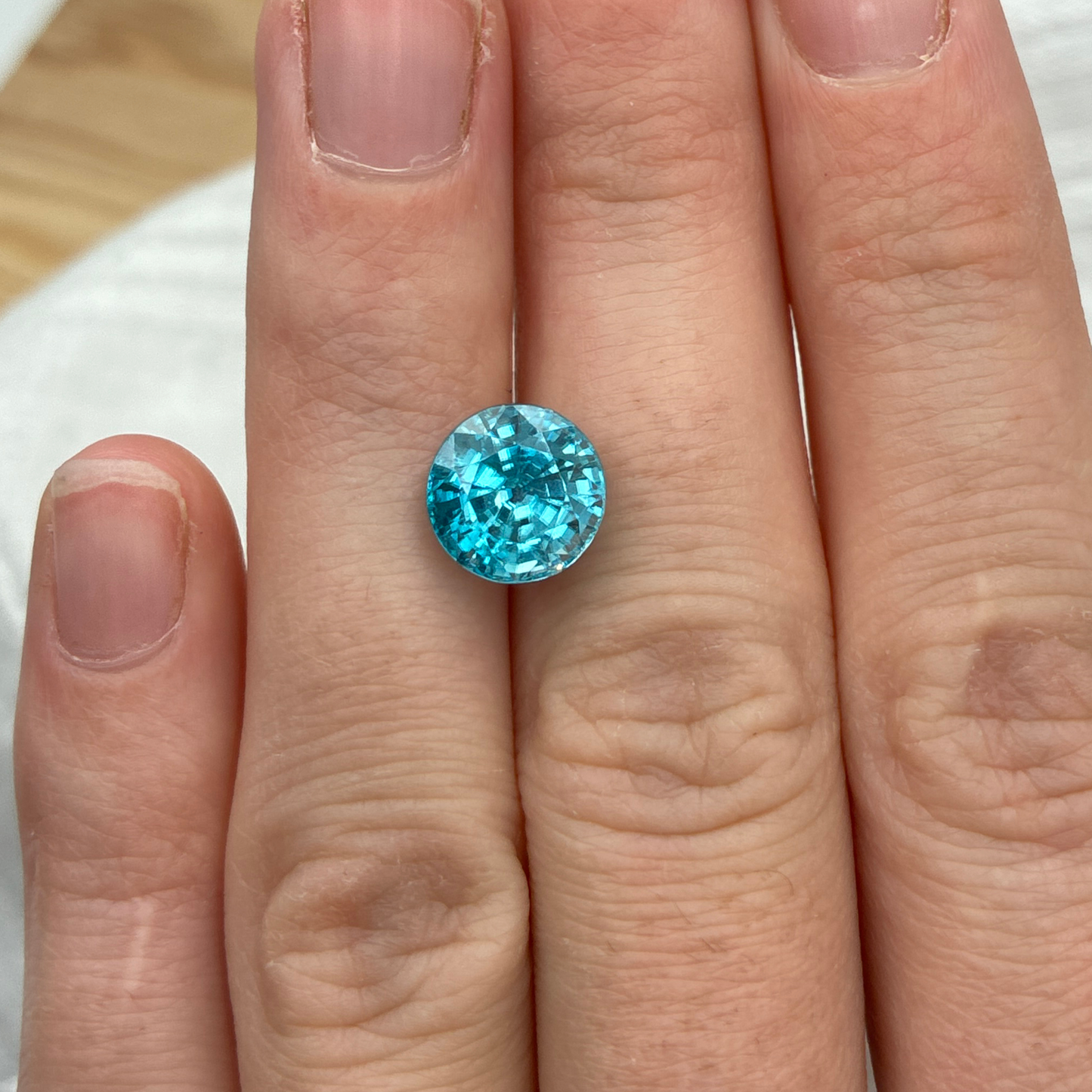 6 Carat Blue Zircon 9.25mm Round Cut