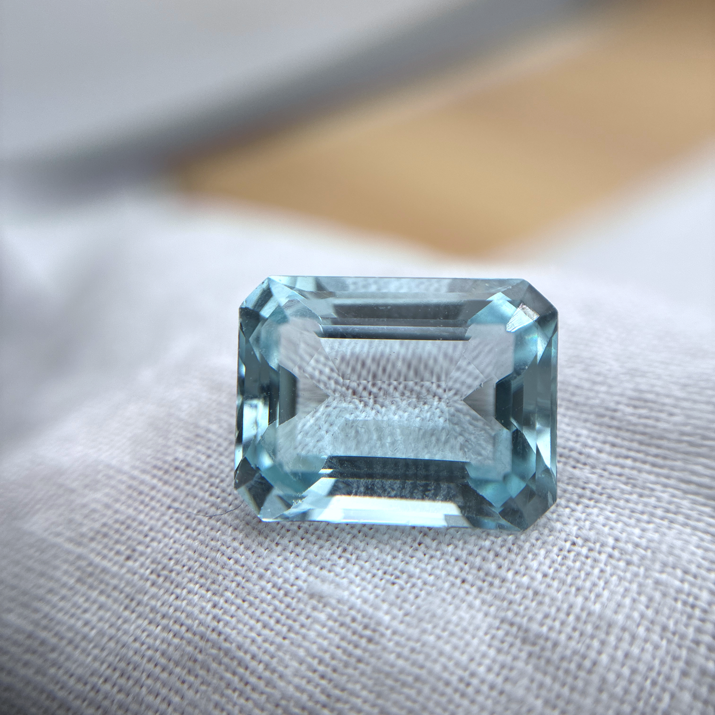 5.37 carat Aquamarine, 12.5x9.5mm Emerald cut