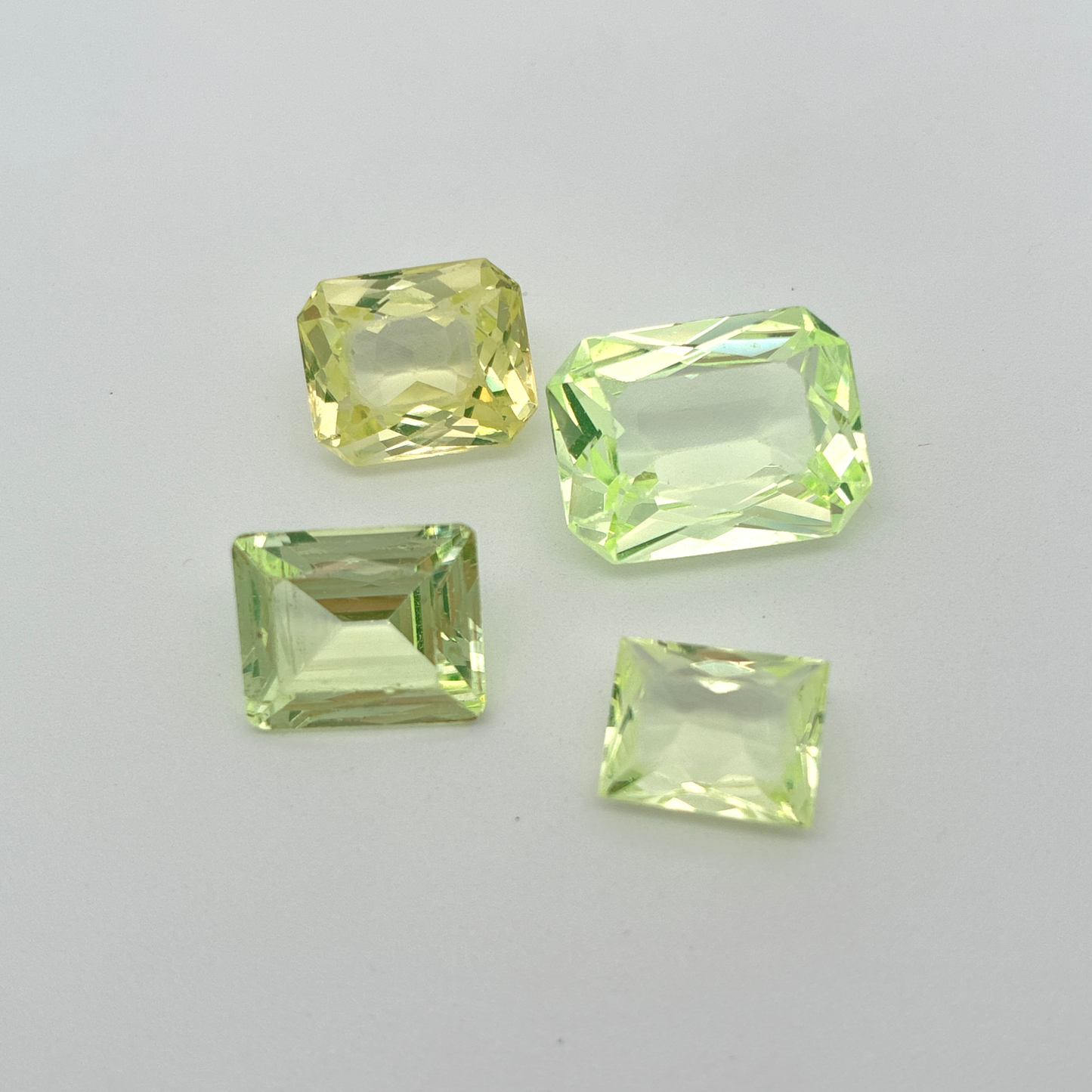 80 carat Lot of Lab Created Spinel 9 stones, Worn, Faceted, Recycled, Neon Green Spinel