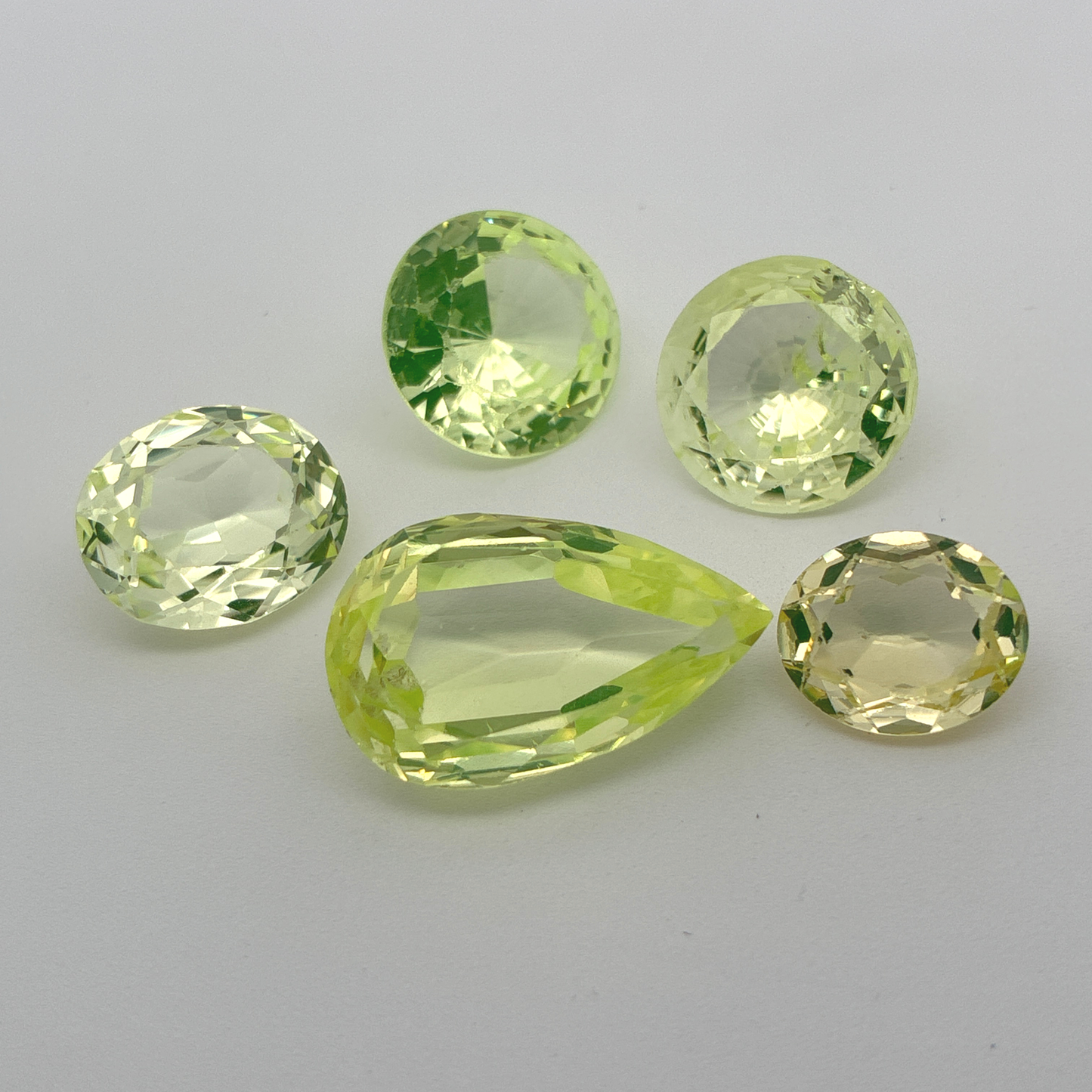 80 carat Lot of Lab Created Spinel 9 stones, Worn, Faceted, Recycled, Neon Green Spinel