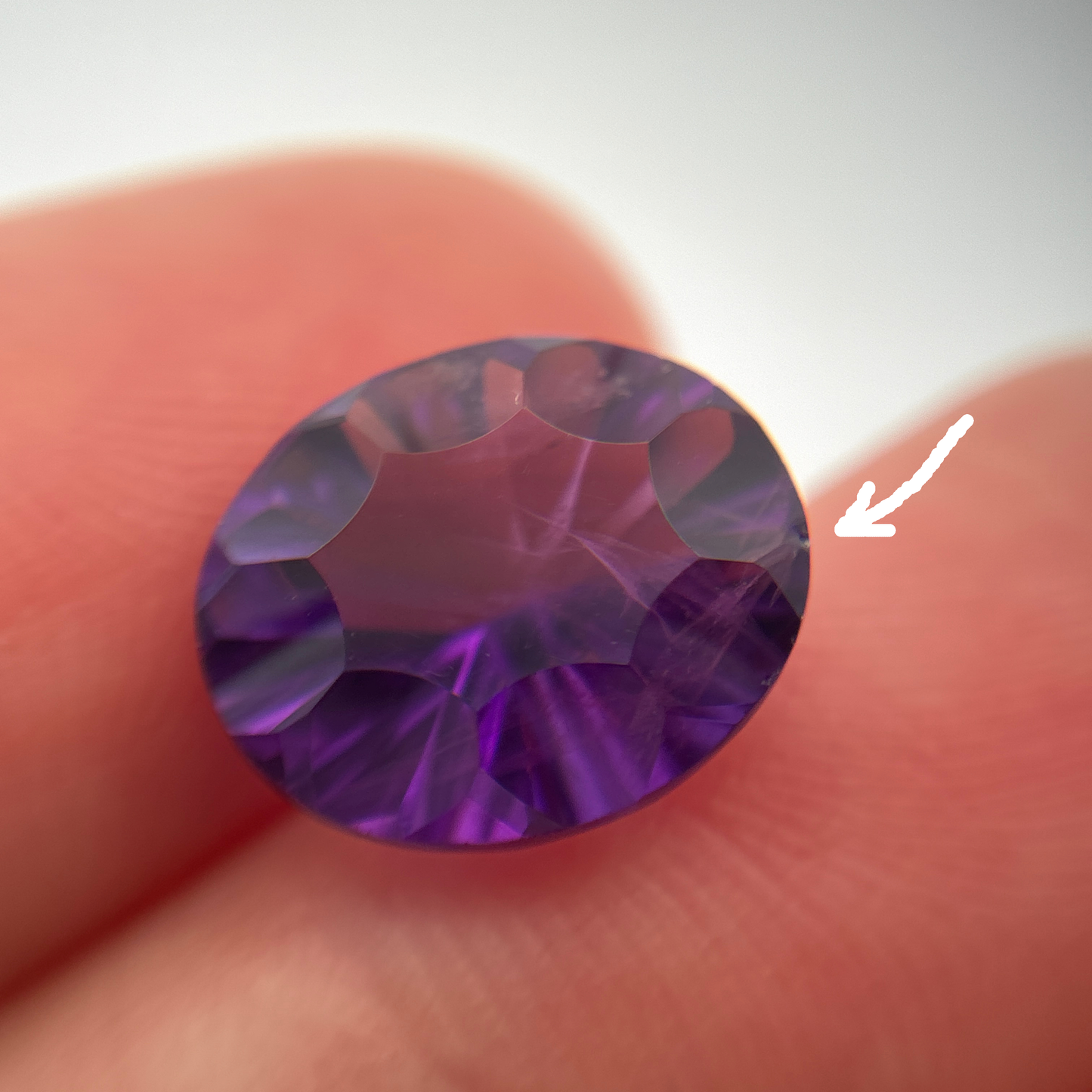 12x10mm Concave Oval Cut Amethyst, 3.94 carat