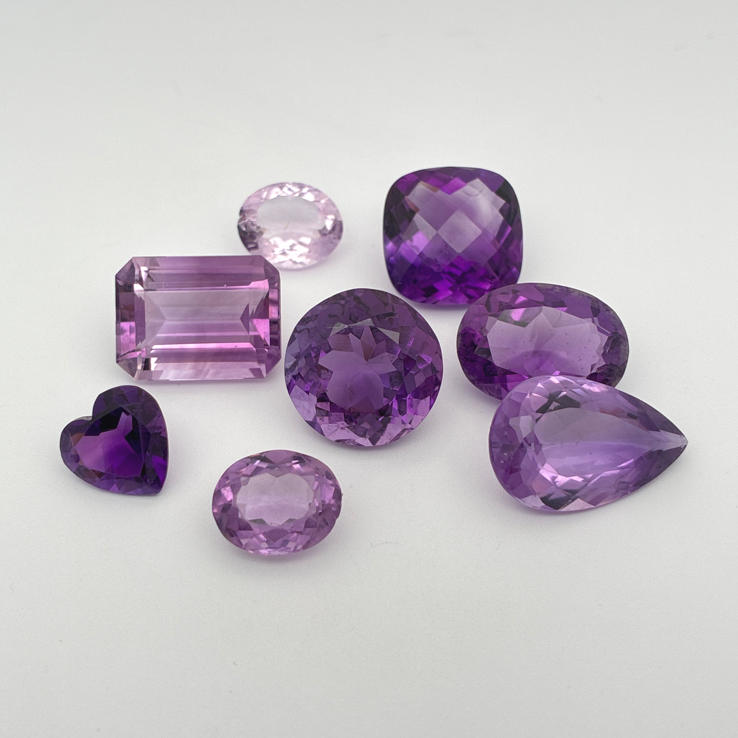 54 carat Lot of Amethyst, Worn Amethyst, 8 pieces, Faceted, Recycled, Imperfect Gems
