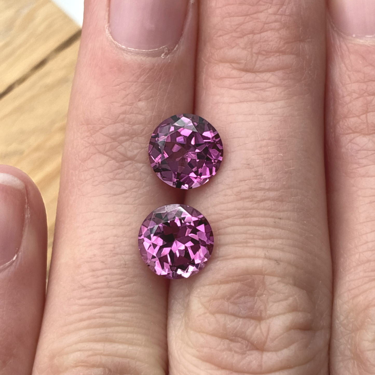 Pair of Purplish Pink Garnets, 8mm Round 4.98ctw