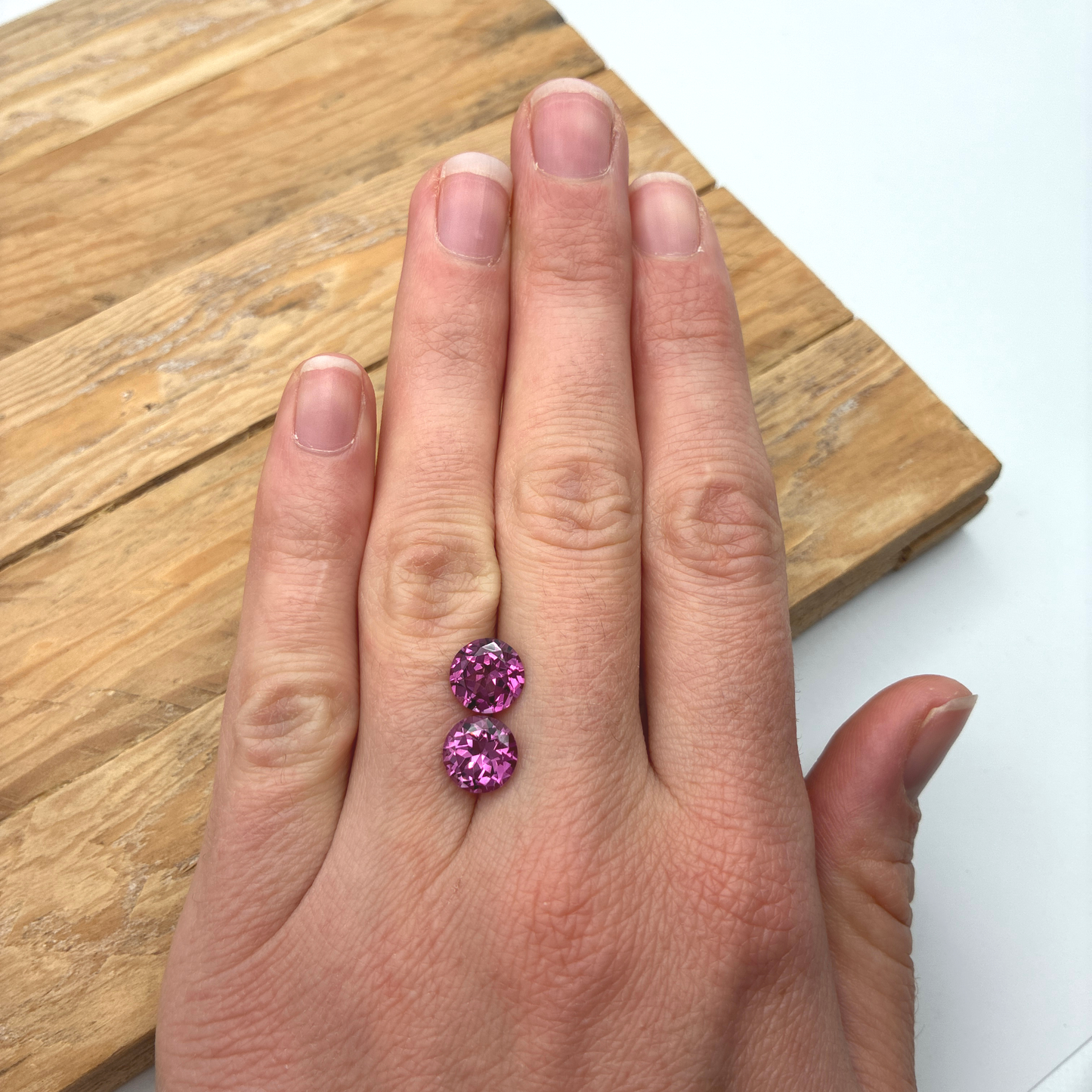 Pair of Purplish Pink Garnets, 8mm Round 4.98ctw