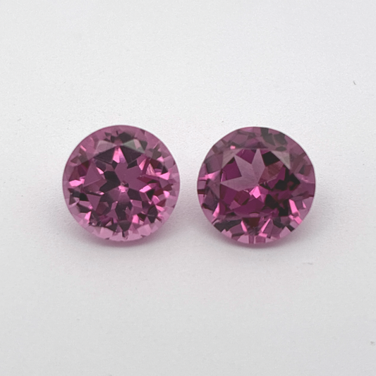 Pair of Purplish Pink Garnets, 8mm Round 4.98ctw