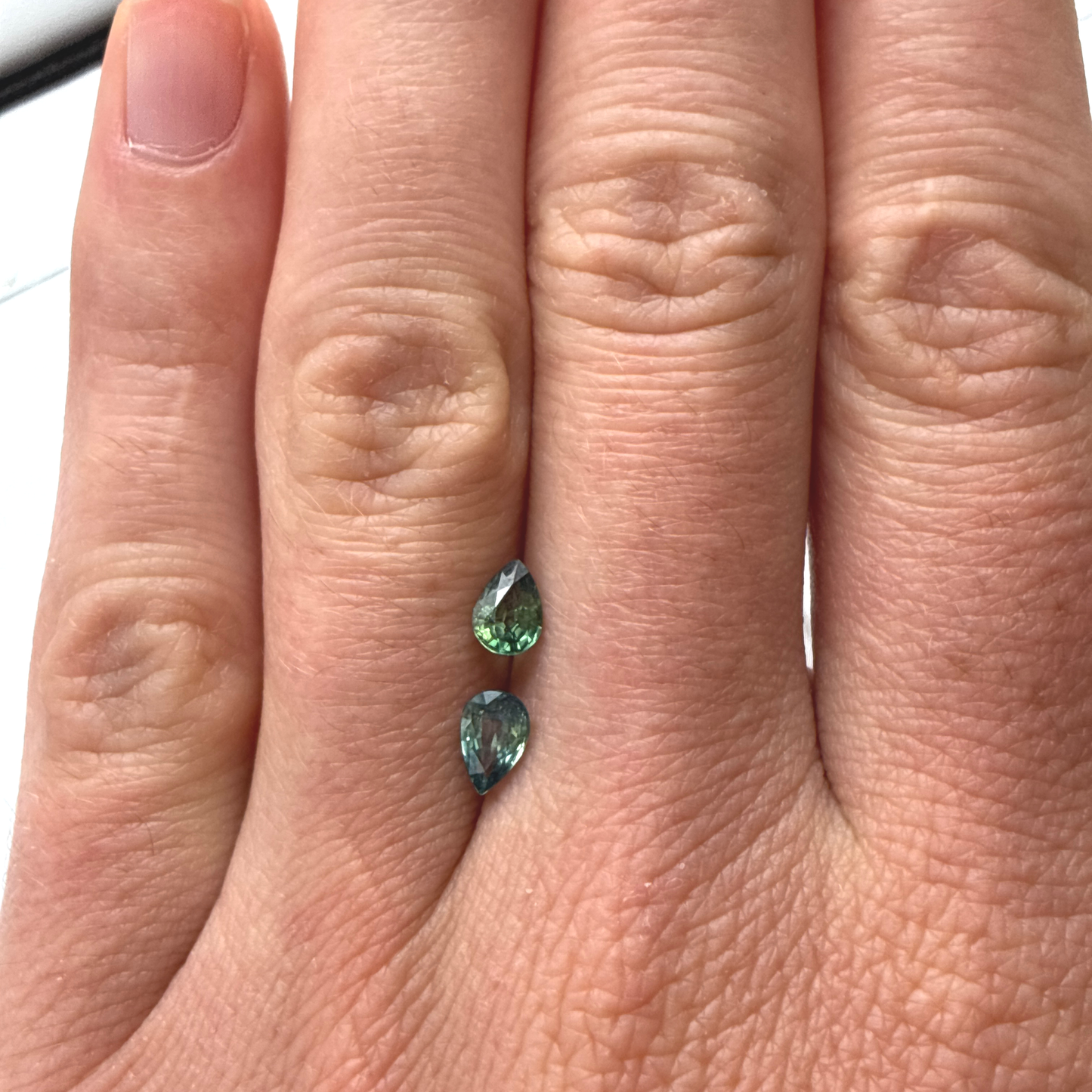 Pair of 6x4mm Teal Green Sapphires, 0.50 Ct ea.
