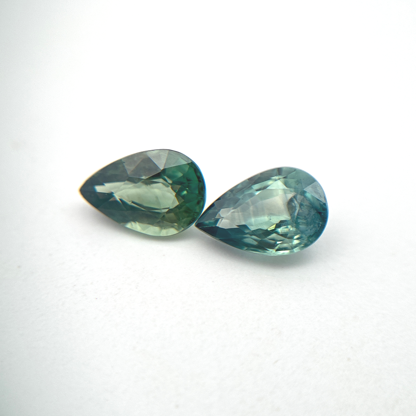 Pair of 6x4mm Teal Green Sapphires, 0.50 Ct ea.