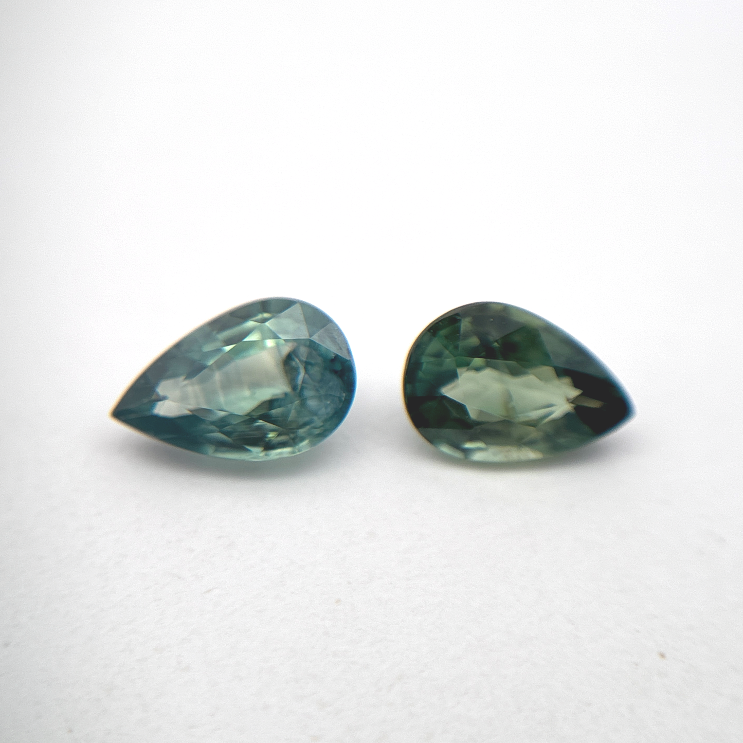 Pair of 6x4mm Teal Green Sapphires, 0.50 Ct ea.