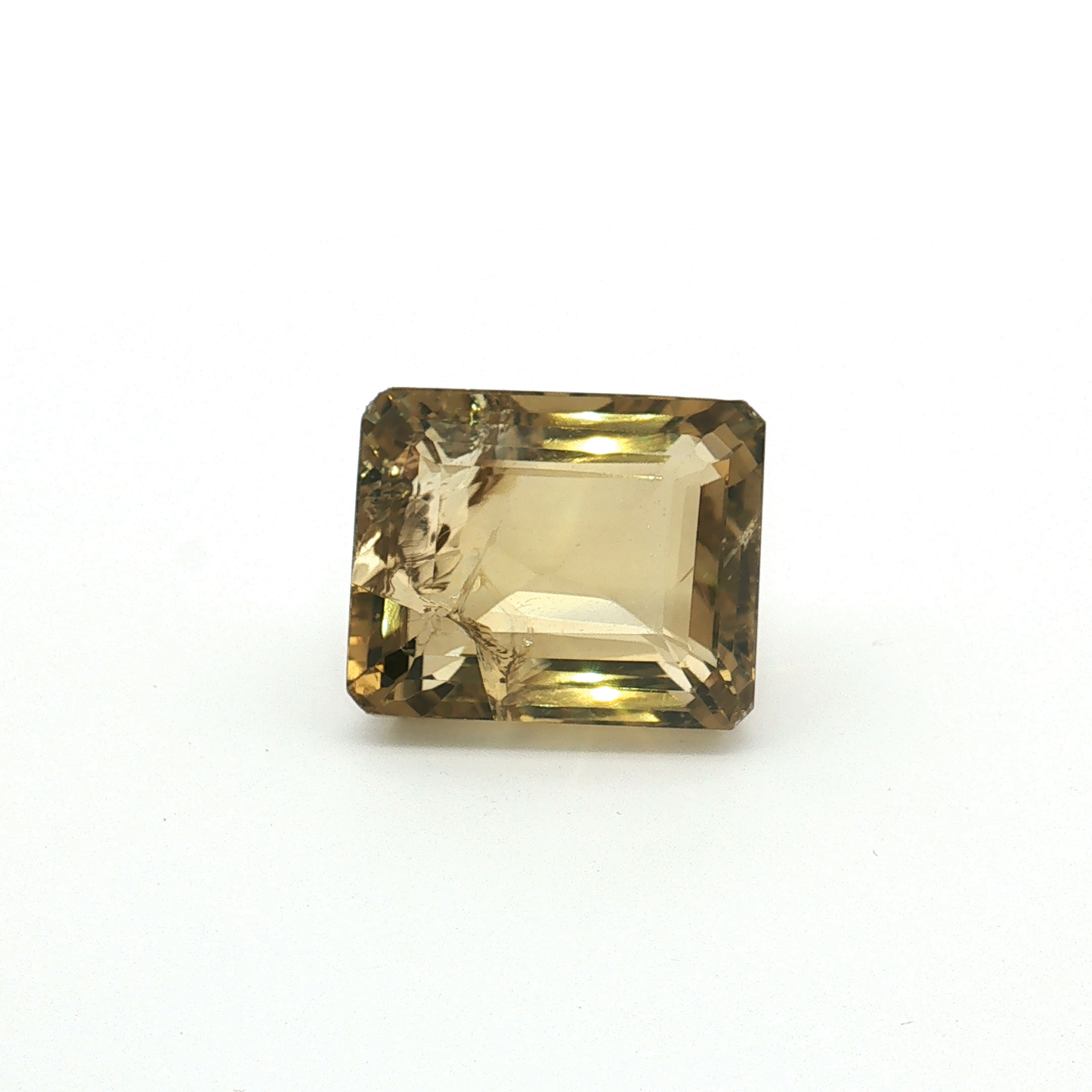 Emerald Cut Smoky Citrine, Fractured, Imperfect Gemstone