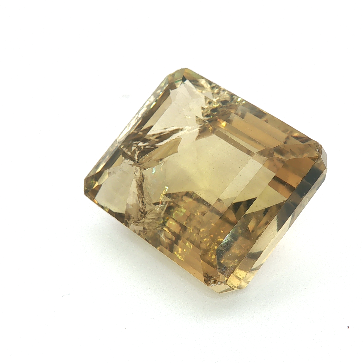Emerald Cut Smoky Citrine, Fractured, Imperfect Gemstone