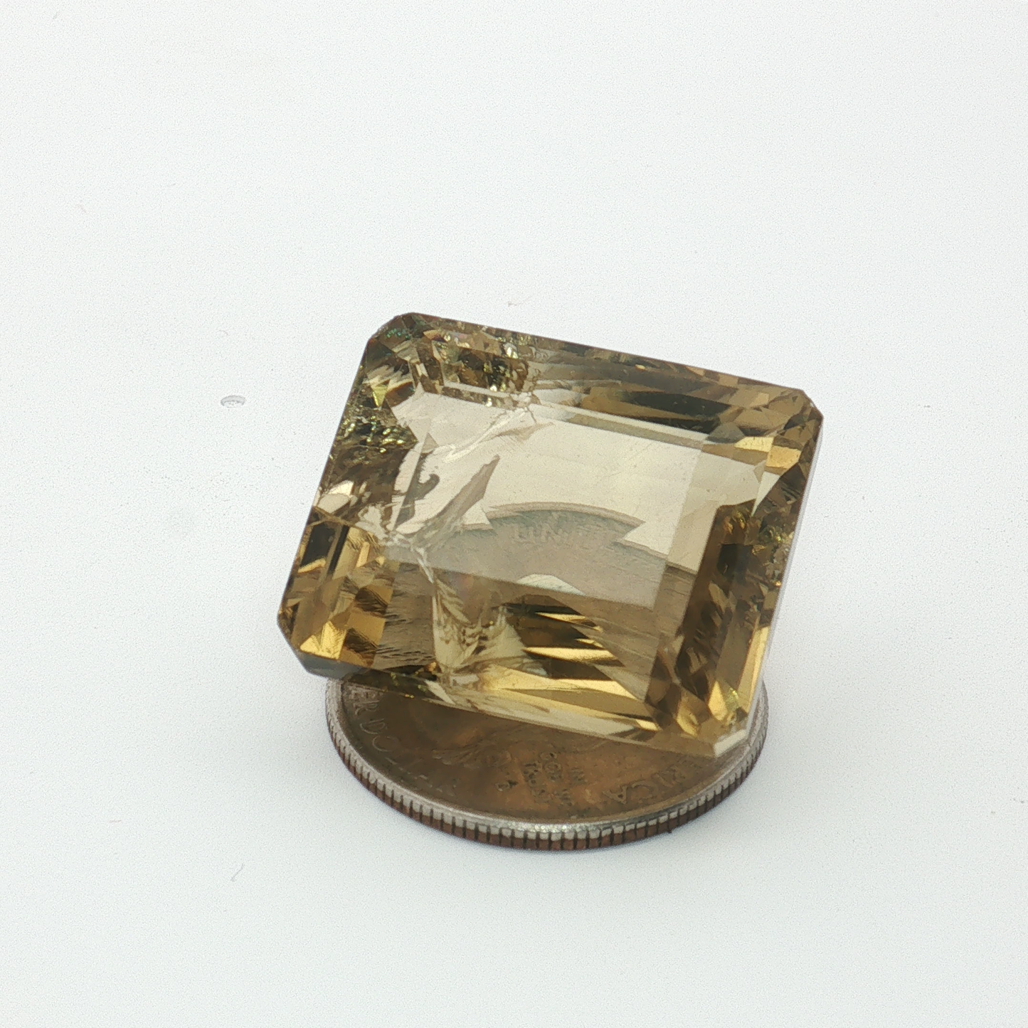 Emerald Cut Smoky Citrine, Fractured, Imperfect Gemstone
