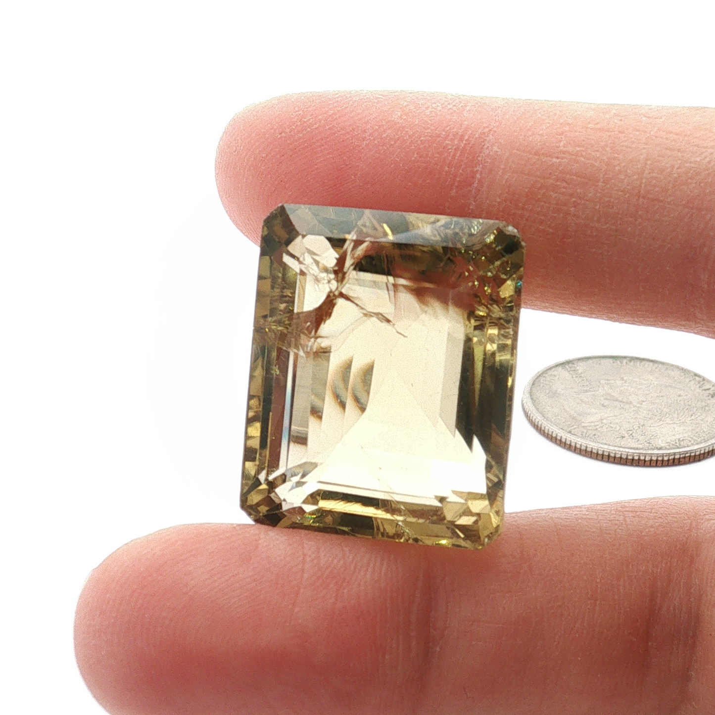 Emerald Cut Smoky Citrine, Fractured, Imperfect Gemstone