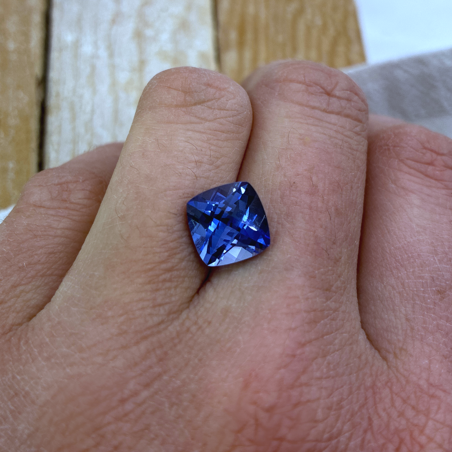 9mm Cushion Blue Lab Sapphire, 4.48 carat