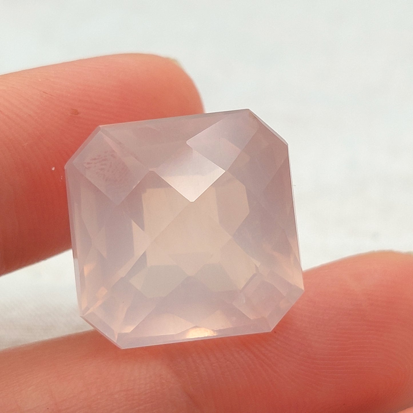 31 carat Rose Quartz 18 mm Square cut Gemstone