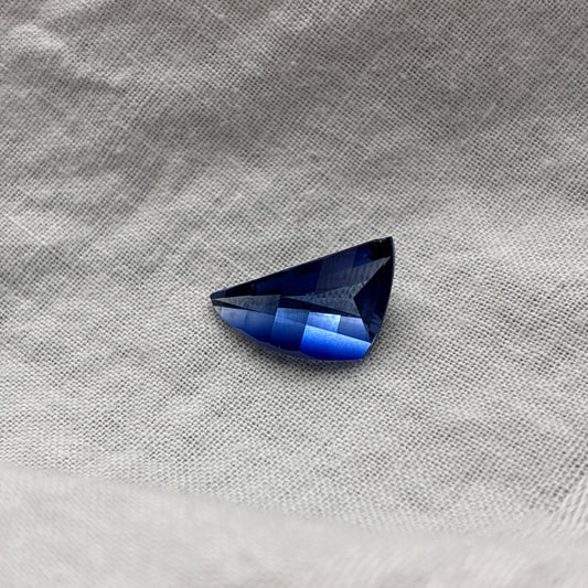14x9mm Blue Lab Sapphire, Unique Cut Curved Triangle 4.37 Carats