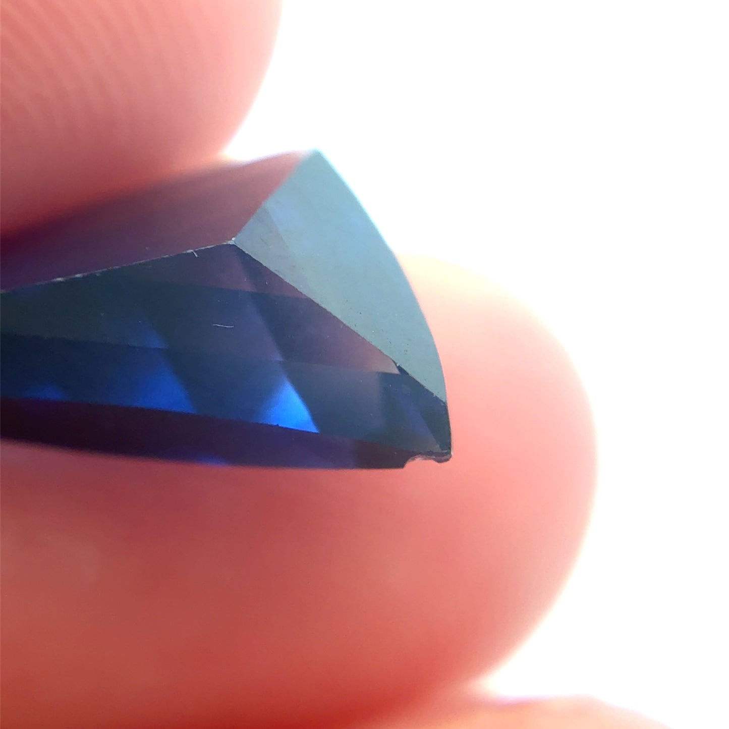 14x9mm Blue Lab Sapphire, Unique Cut Curved Triangle 4.37 Carats