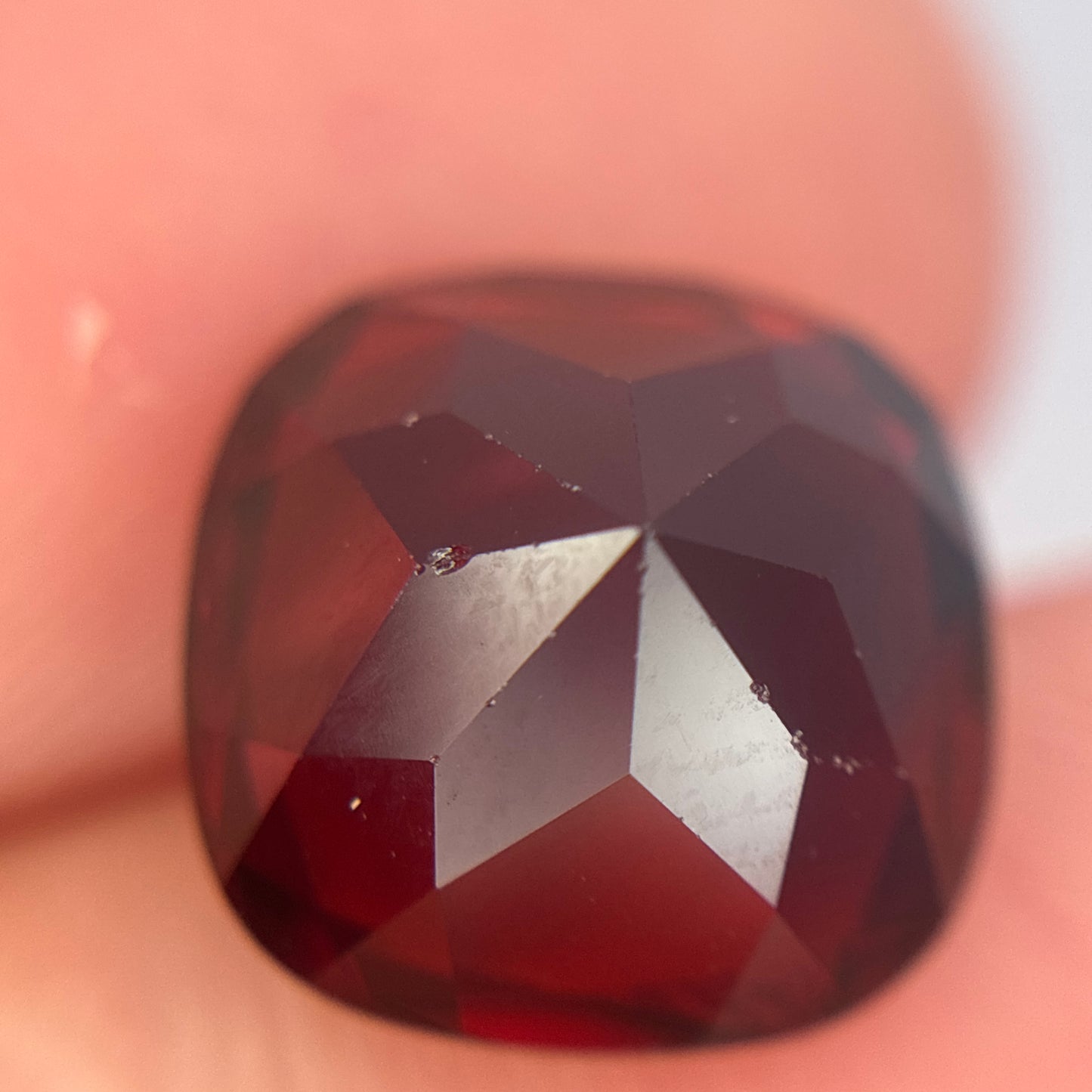 10mm Square Cushion-Cut Natural Red Garnet 5 carat