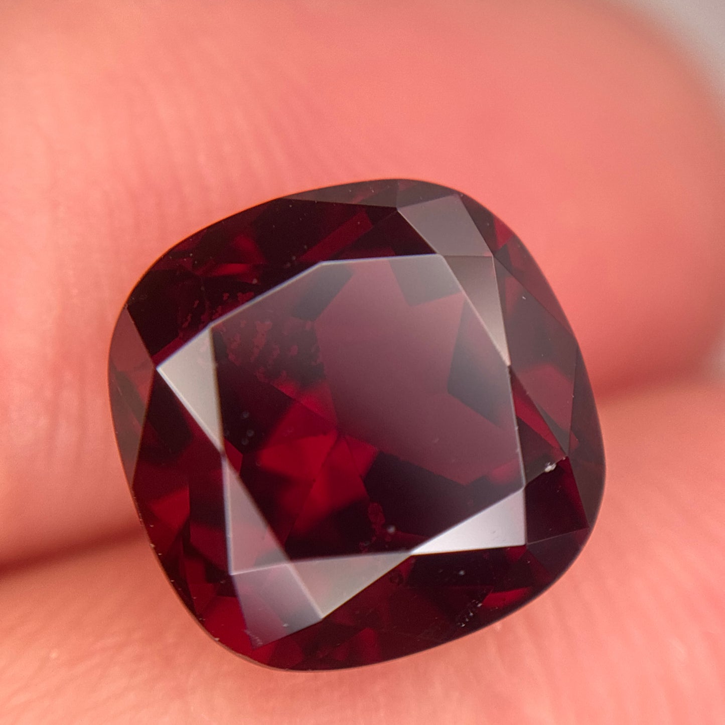 10mm Square Cushion-Cut Natural Red Garnet 5 carat