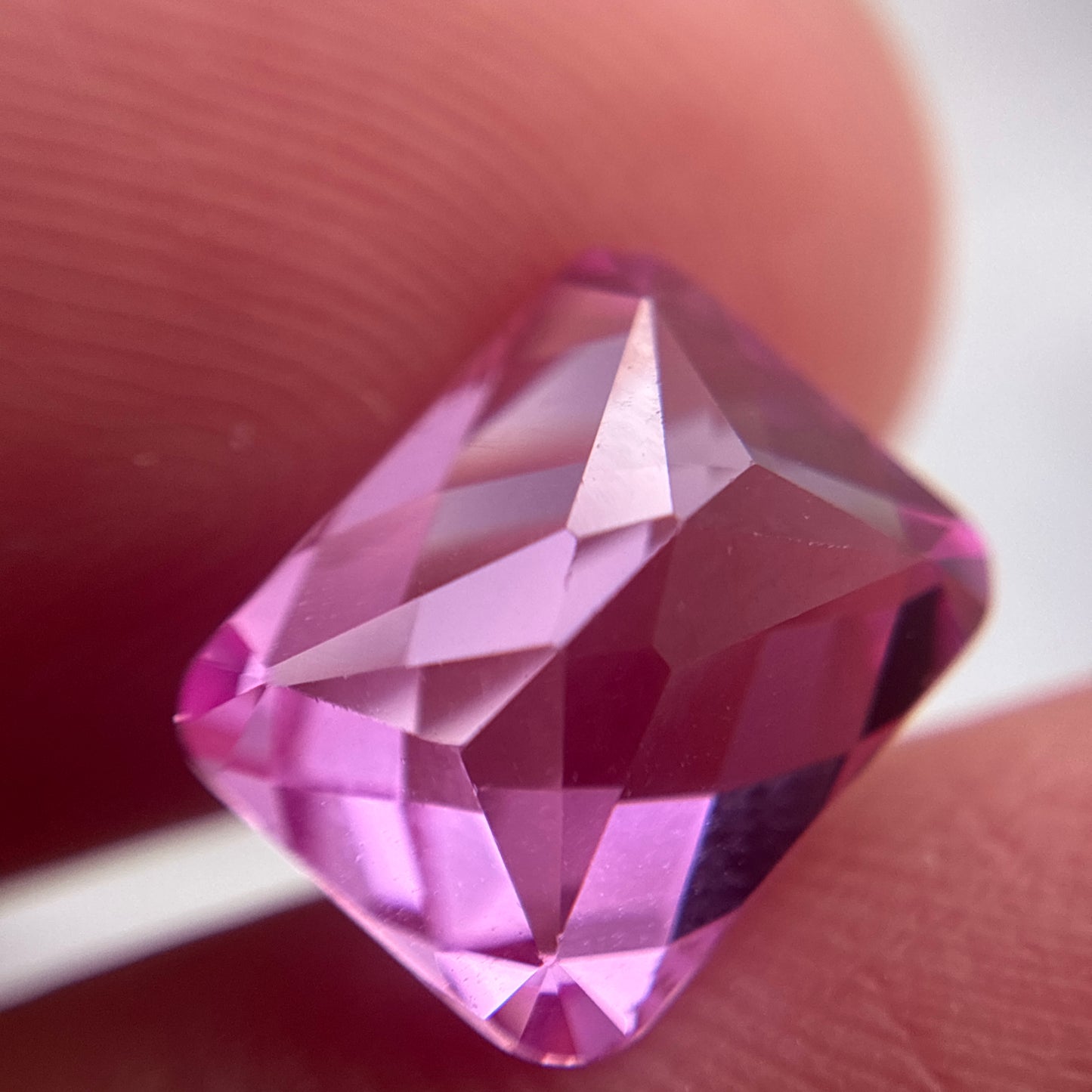 10x8mm Rectangle Checkerboard Cut Lab-Grown Pink Sapphire