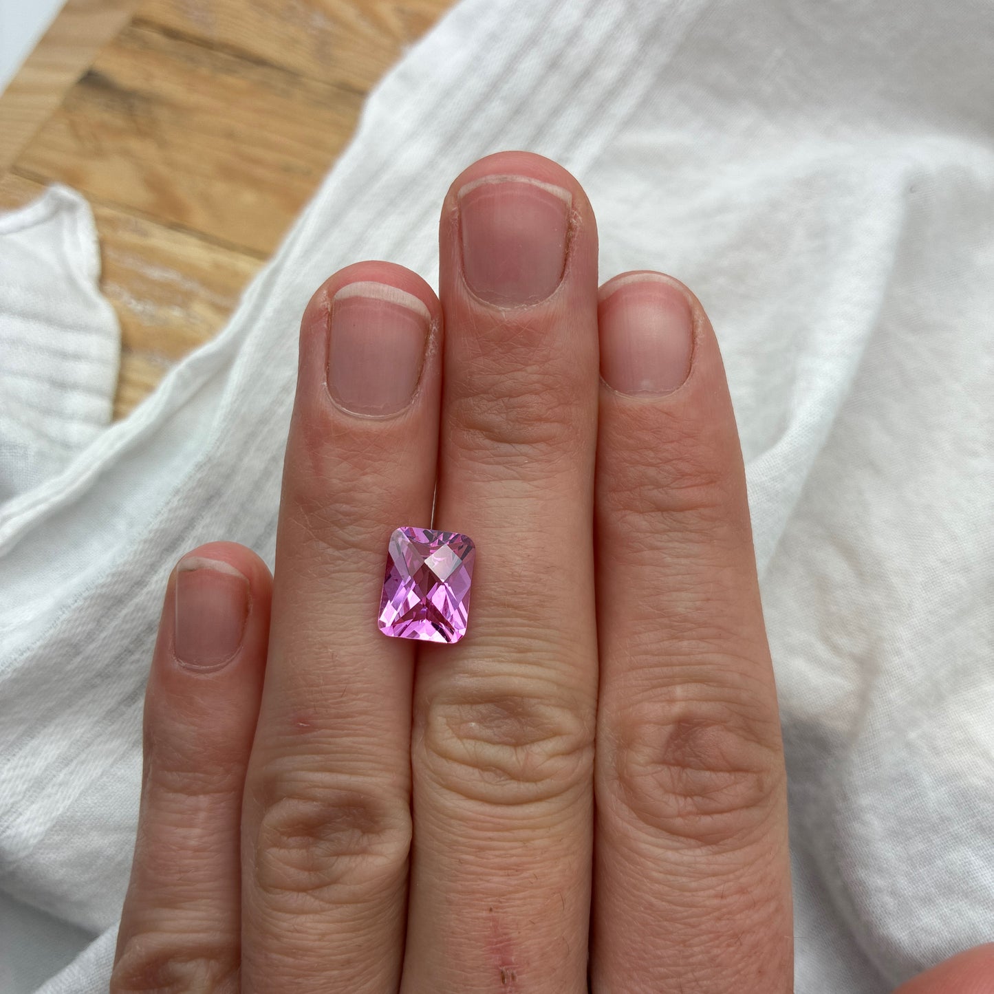 10x8mm Rectangle Checkerboard Cut Lab-Grown Pink Sapphire