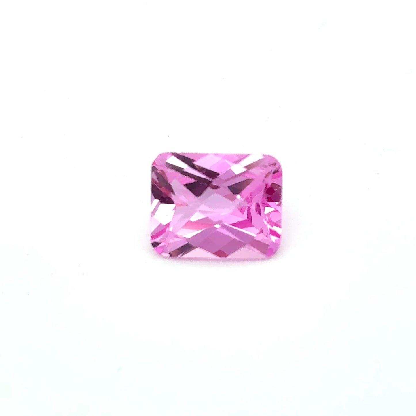 10x8mm Rectangle Checkerboard Cut Lab-Grown Pink Sapphire