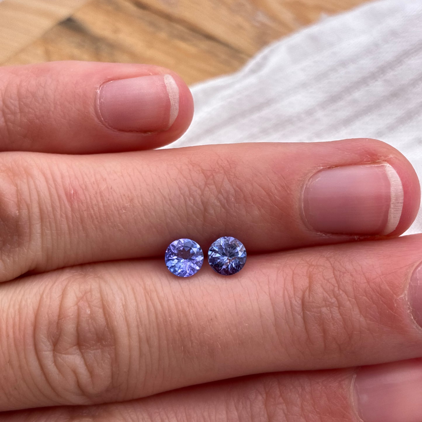 Pair of Loose Tanzanite Gemstones 5mm Round Cut Faceted