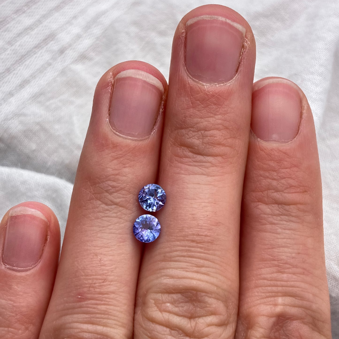 Pair of Loose Tanzanite Gemstones 5mm Round Cut Faceted