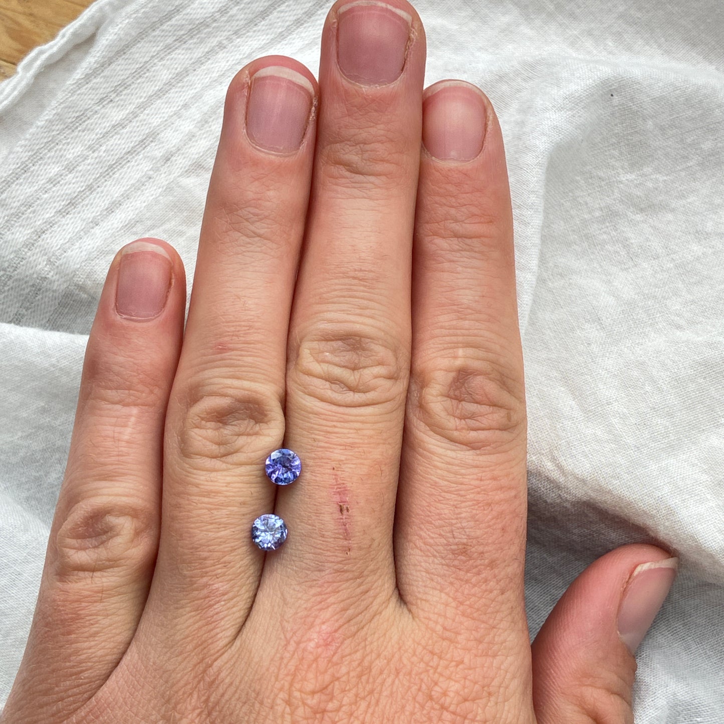 Pair of Loose Tanzanite Gemstones 5mm Round Cut Faceted