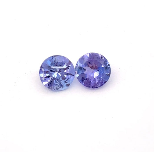 Pair of Loose Tanzanite Gemstones 5mm Round Cut Faceted