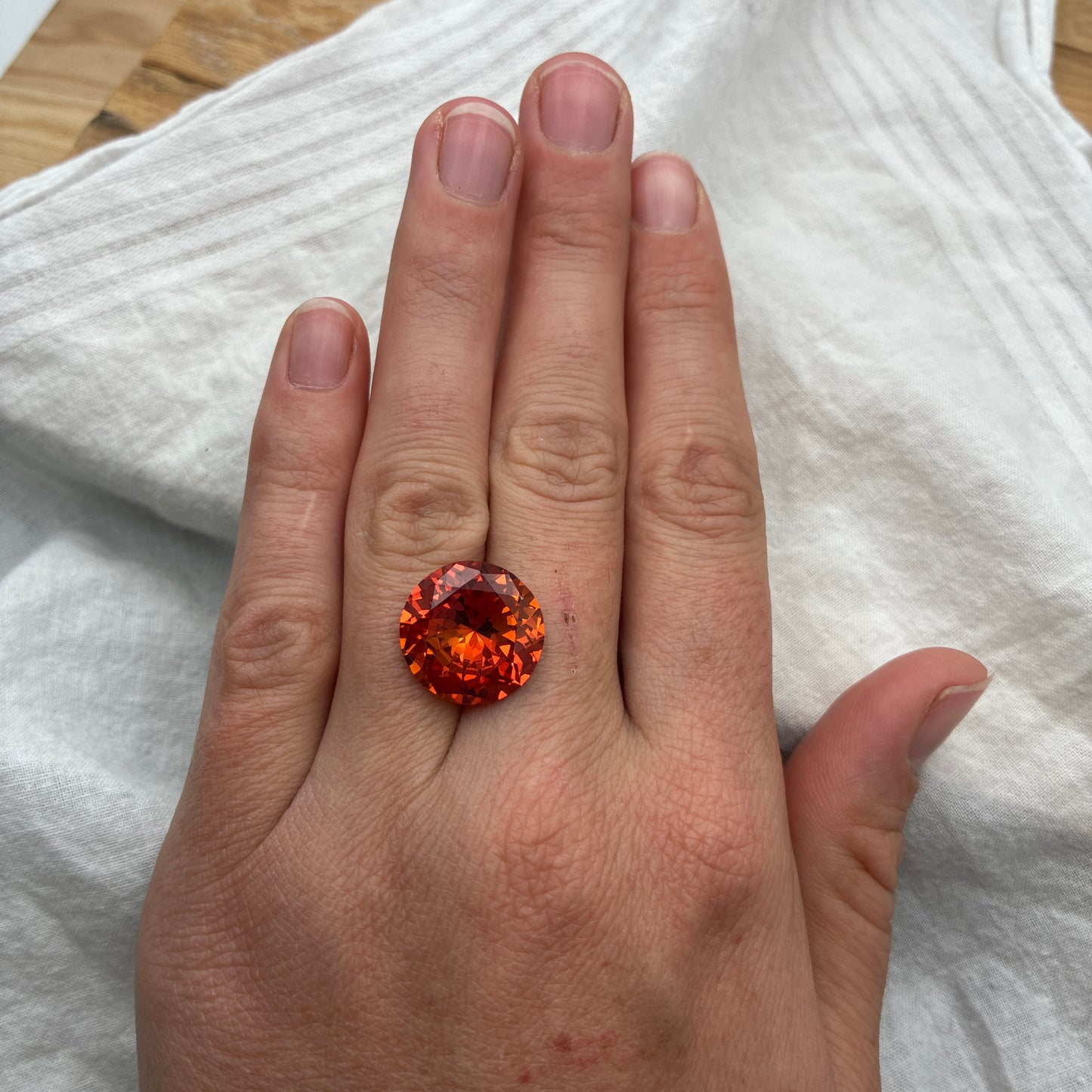 16mm Round Orange Lab Created Sapphire Large 15 Carat Gemstone