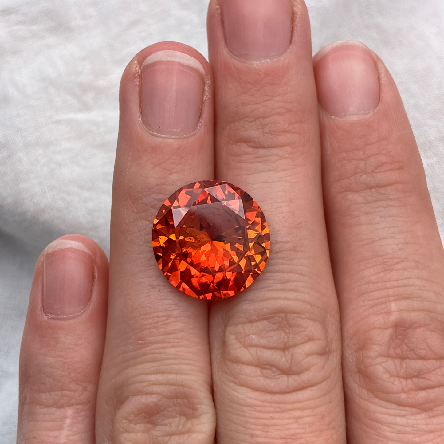 16mm Round Orange Lab Created Sapphire Large 15 Carat Gemstone