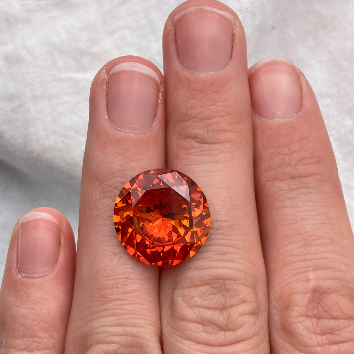16mm Round Orange Lab Created Sapphire Large 15 Carat Gemstone