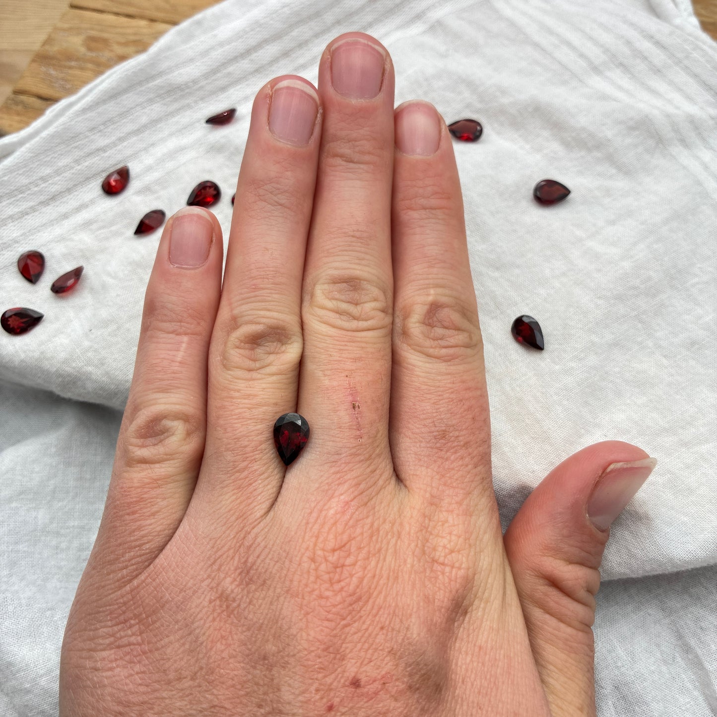 One 9x6 Red Garnet Pear cut, Faceted Loose Gemstone