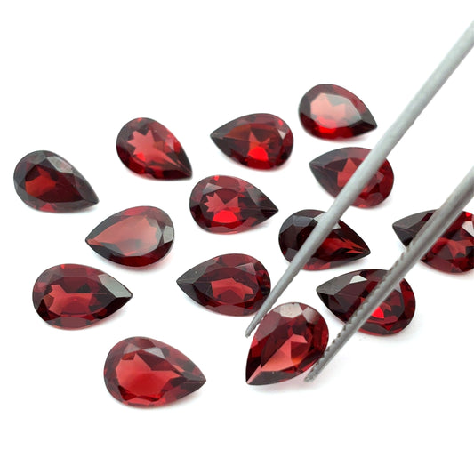One 9x6 Red Garnet Pear cut, Faceted Loose Gemstone