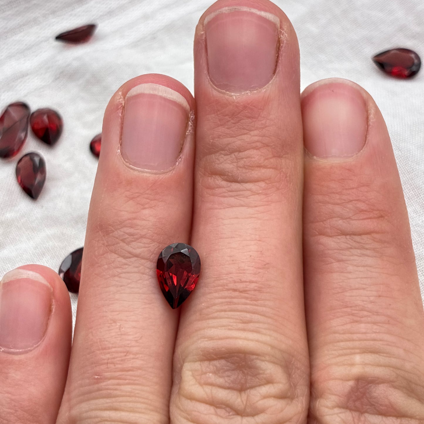 One 9x6 Red Garnet Pear cut, Faceted Loose Gemstone